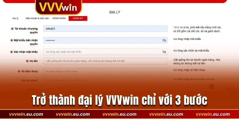 Trở thành đối tác VVVwin đơn giản với 3 bước